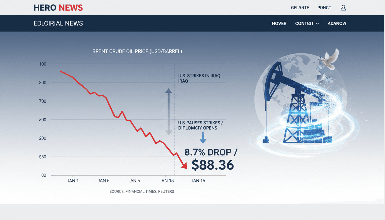 Chart showing Brent crude oil price decline amid geopolitical changes
