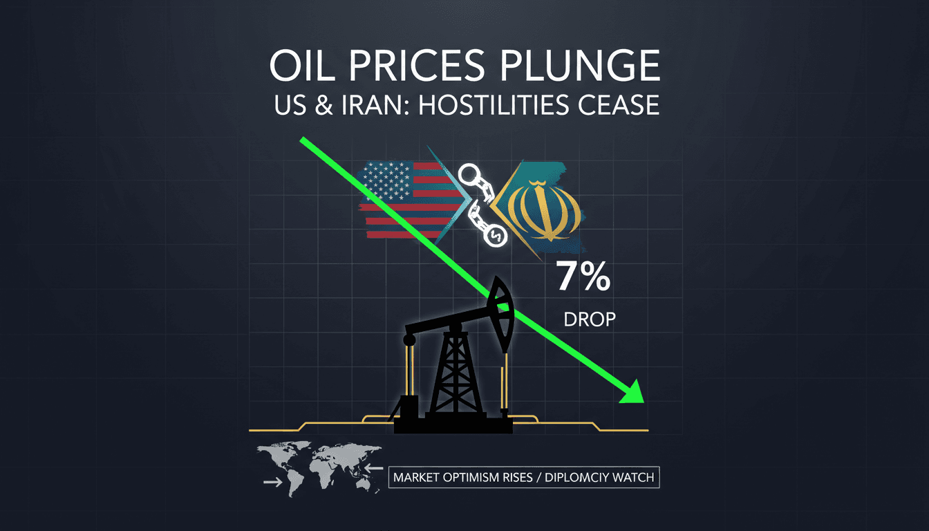 Graph showing the decline in oil prices following US-Iran ceasefire