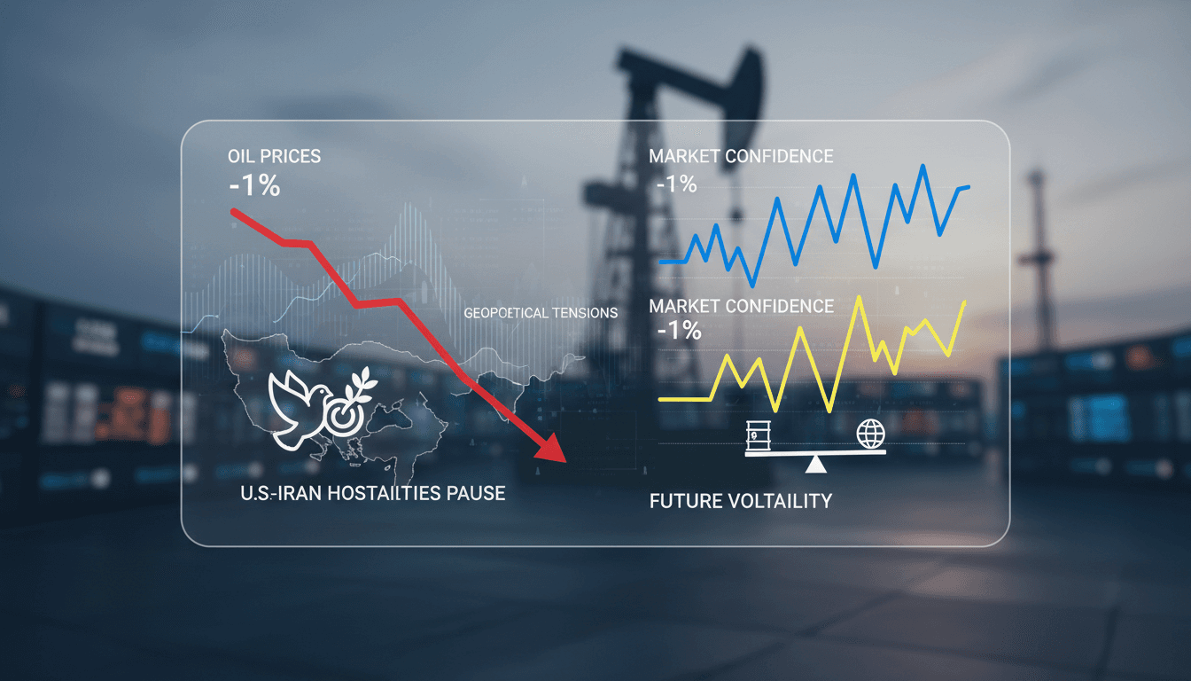 Graph showing the decline in oil prices following U.S.-Iran hostilities pause