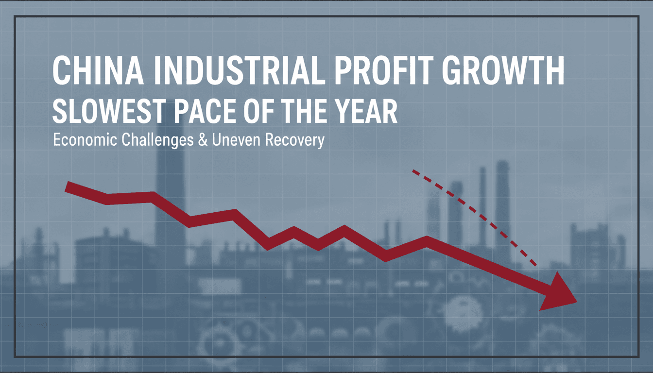 Graph showing the decline in China's industrial profit growth over the year.