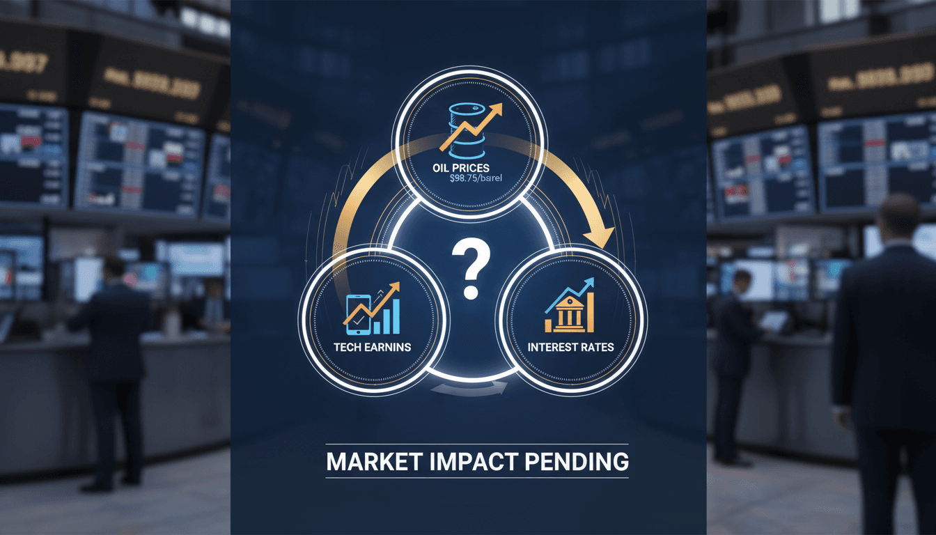 Illustration of market trends influenced by tech earnings and interest rates