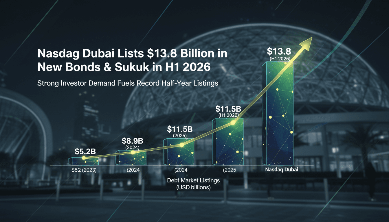 Nasdaq Dubai financial hub showcasing new bond listings