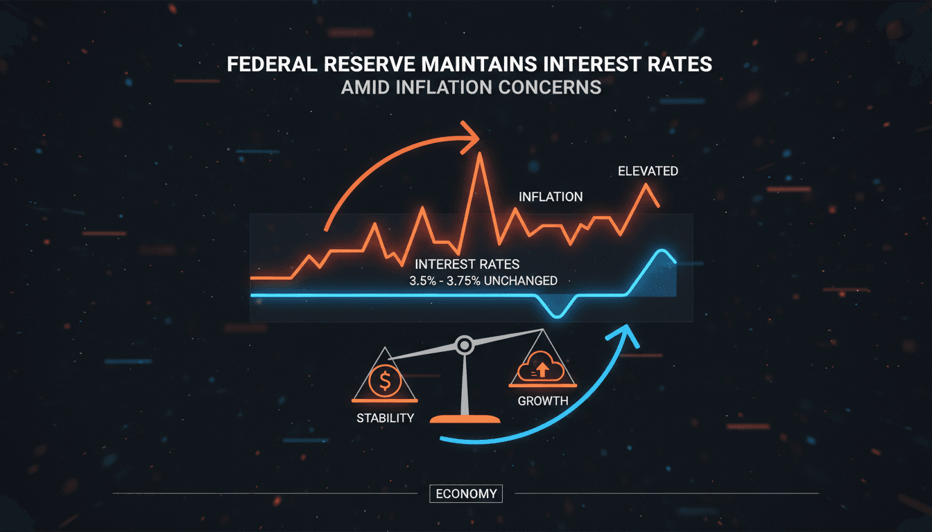 Federal Reserve building with interest rates graphic overlay