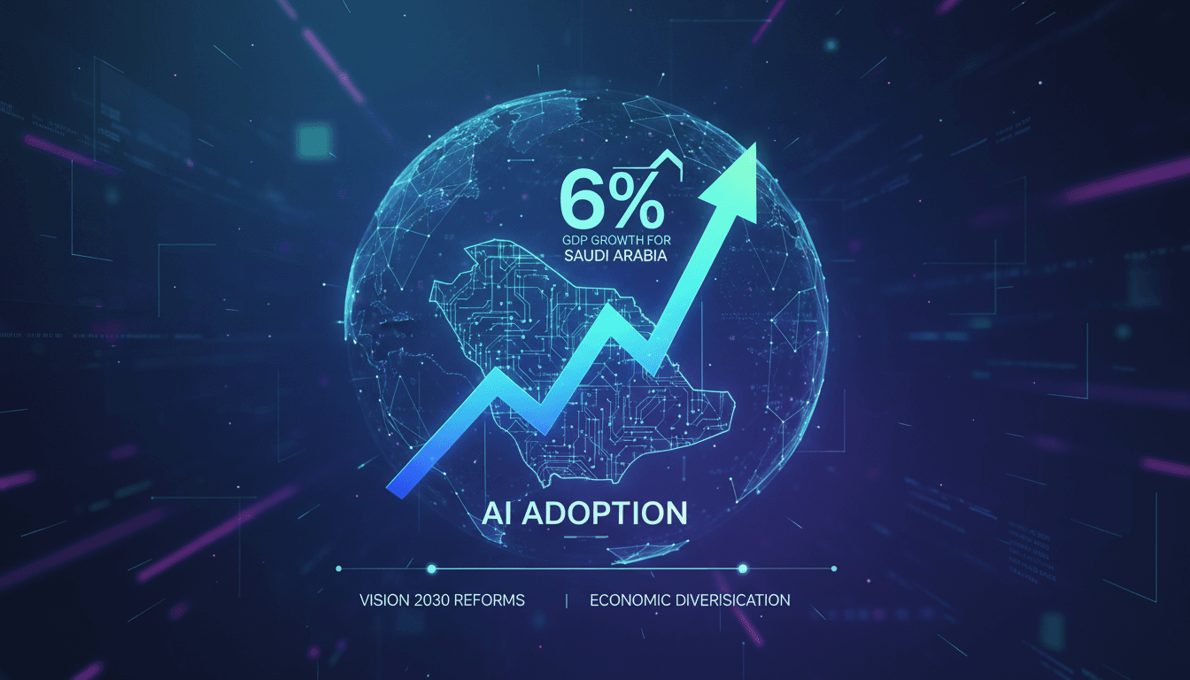 Infographic showing projected GDP growth from AI adoption in Saudi Arabia.