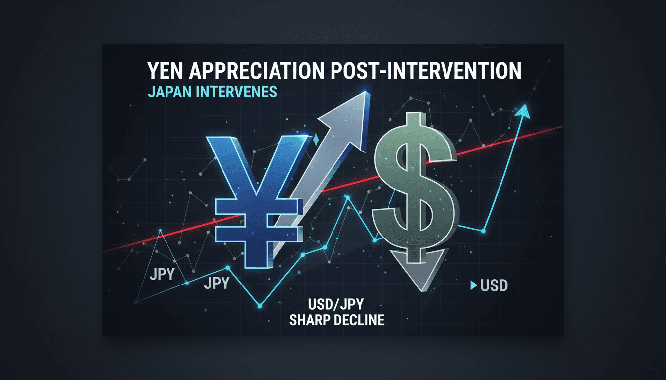 Japanese yen currency notes with a backdrop of financial graphs