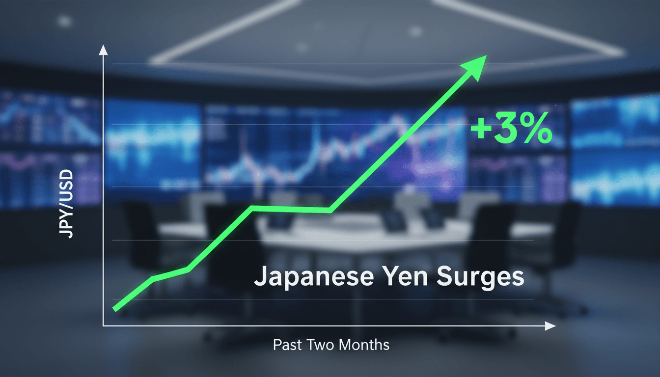 Graph showing the Japanese yen's rise against the US dollar