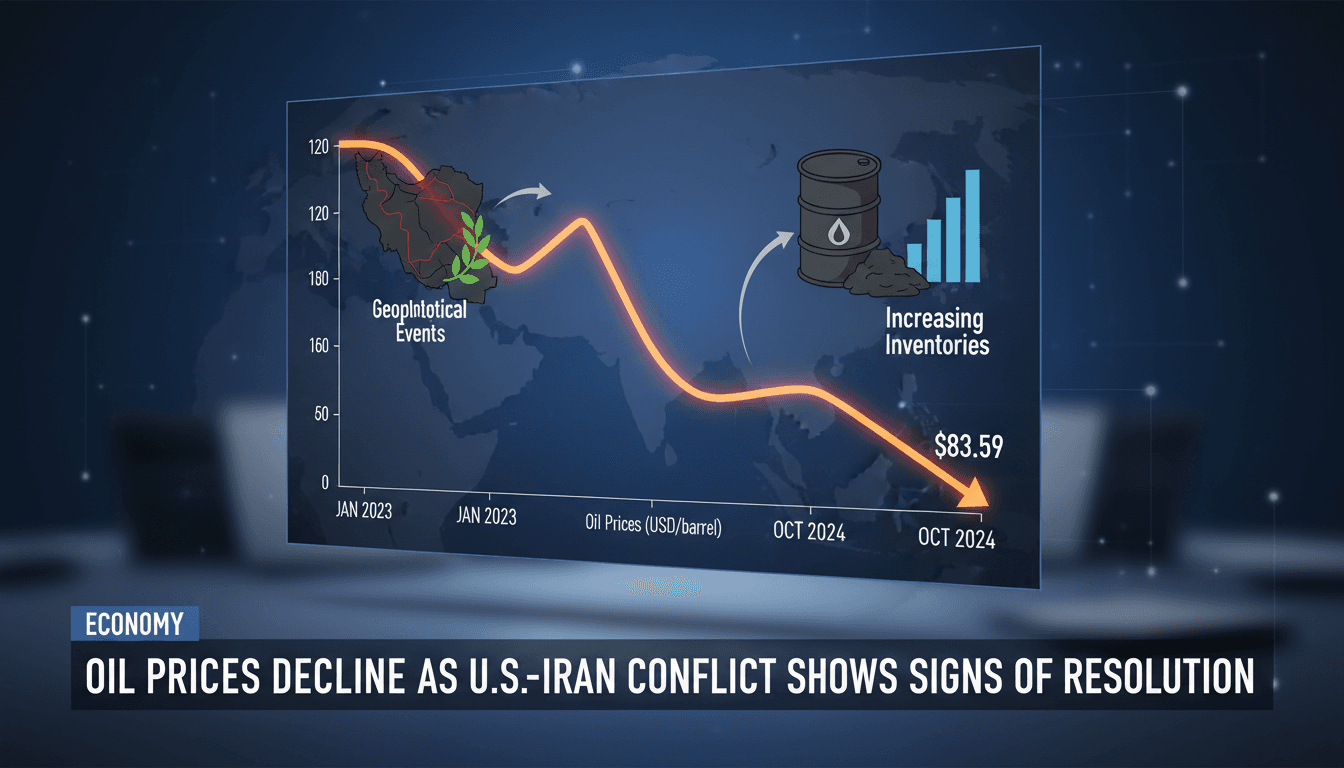 Graph showing the decline in oil prices amid geopolitical tensions