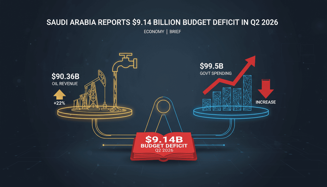 Graph showing Saudi Arabia's budget deficit and oil revenue trends in Q2 2026.