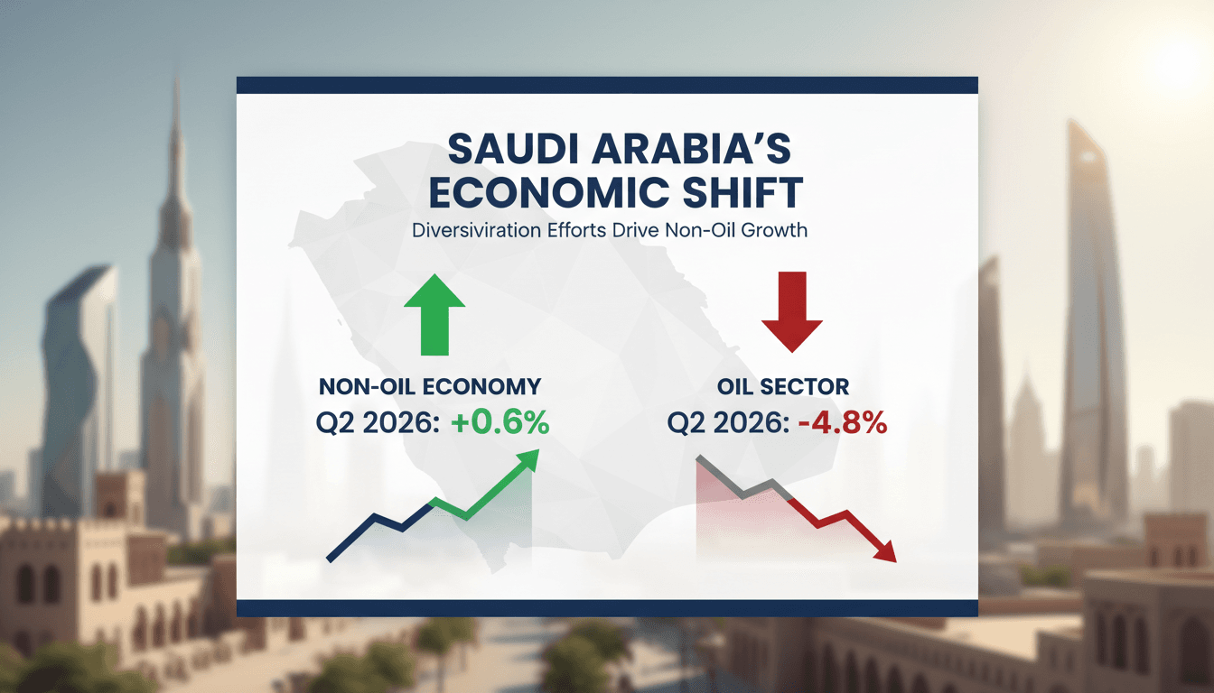 Graph showing growth in Saudi Arabia's non-oil sector against oil sector decline.