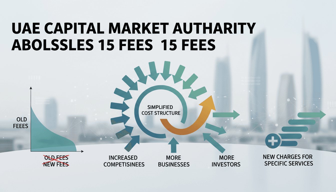 Infographic showing the UAE Capital Market Authority's fee changes and their impact on the market.