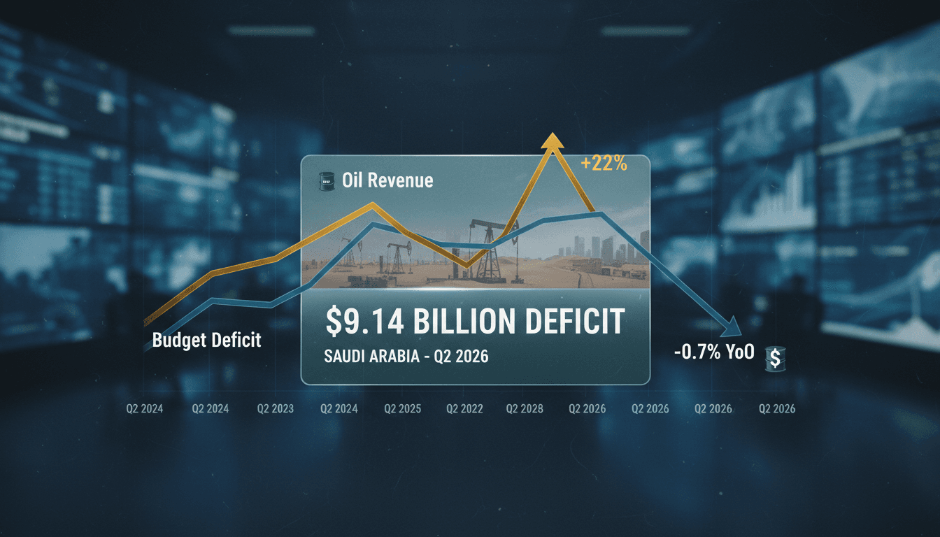 Graph showing Saudi Arabia's budget deficit and oil revenue trends in Q2 2026.