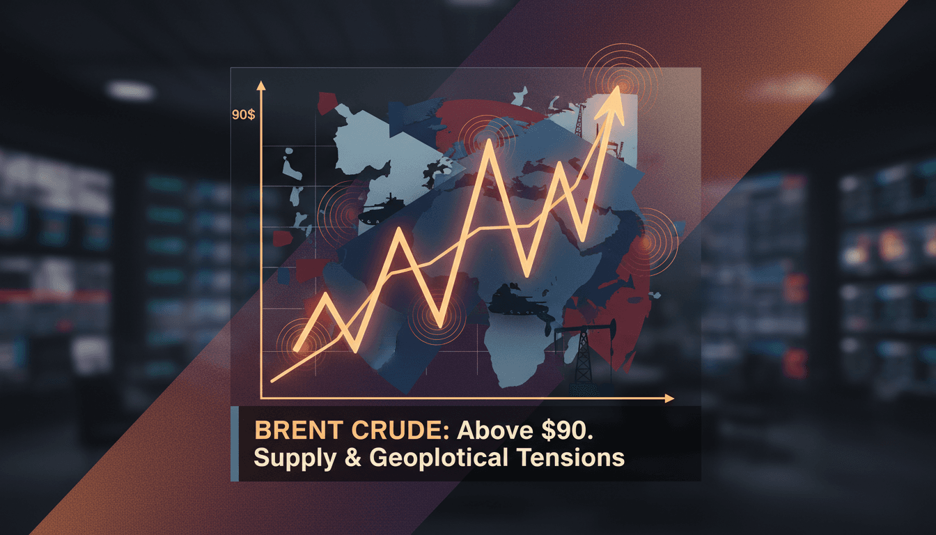 Graph showing fluctuations in Brent crude oil prices amidst geopolitical tensions.