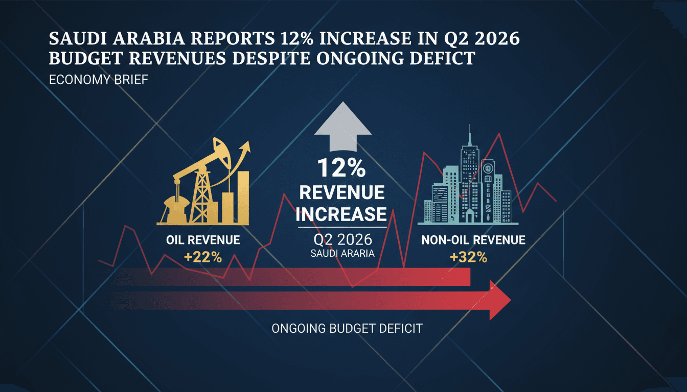 Graph showing Saudi Arabia's budget revenue growth and deficit in Q2 2026