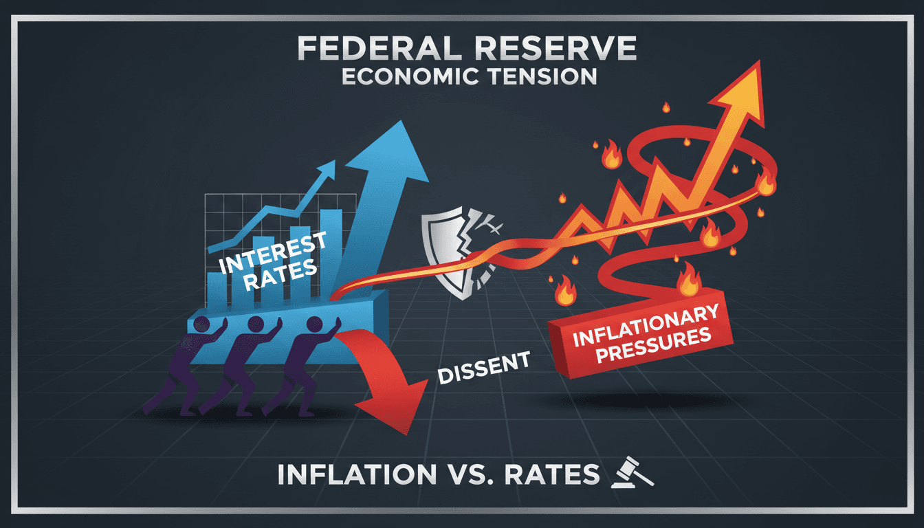 Federal Reserve building with economic graphs illustrating inflation trends.