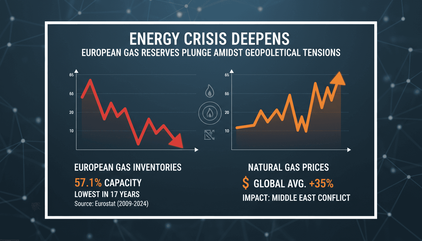 Graph showing European gas inventory levels and price trends