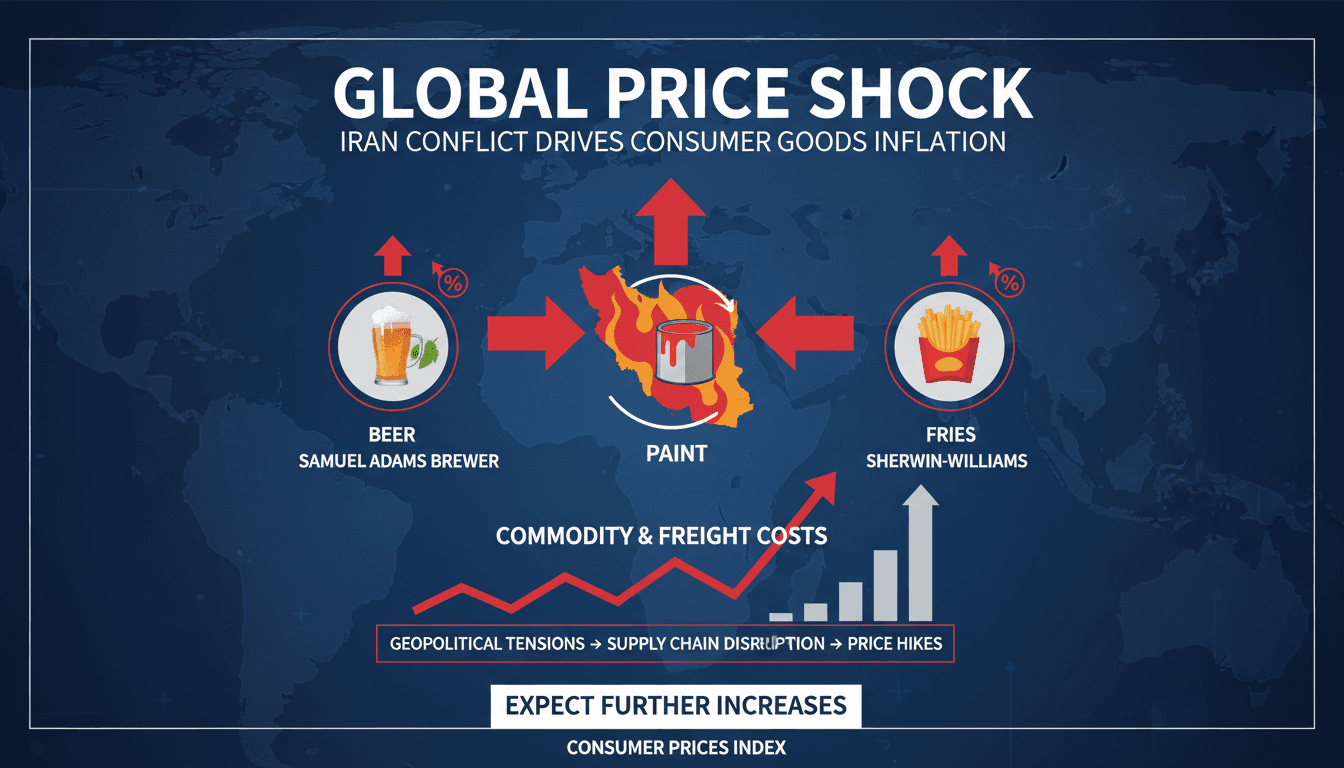 Graph showing price increases of consumer goods due to geopolitical tensions.