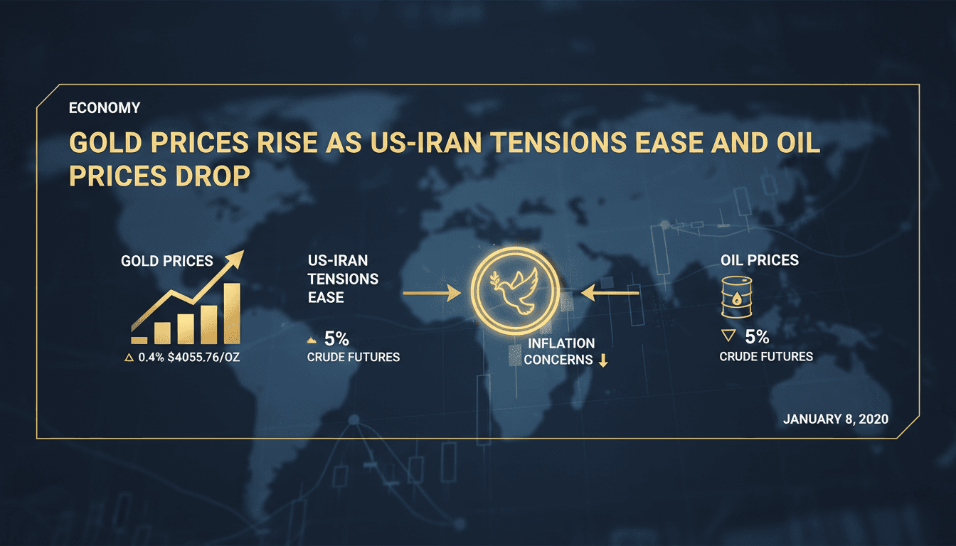Gold bars with a backdrop of fluctuating oil prices and geopolitical maps.