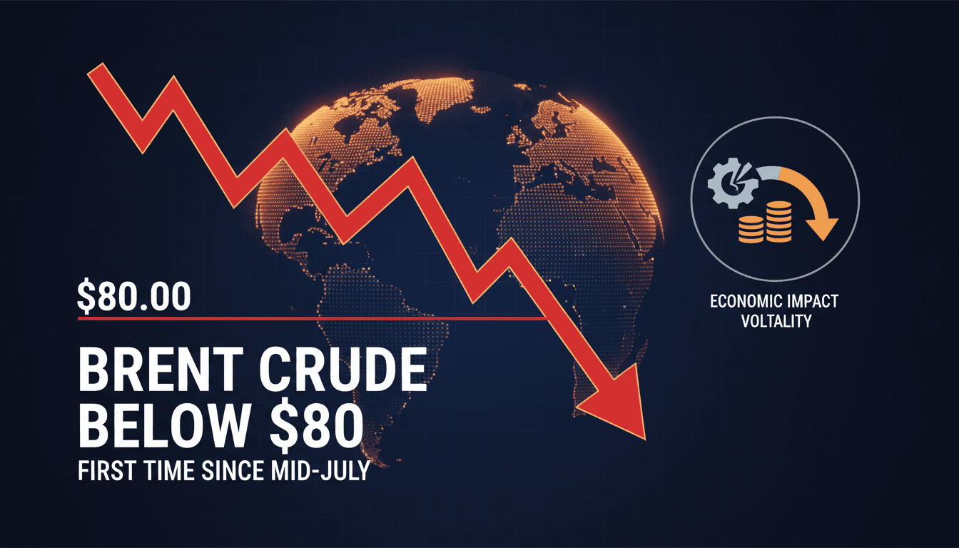 Graph showing the decline of Brent crude oil prices below $80 per barrel.