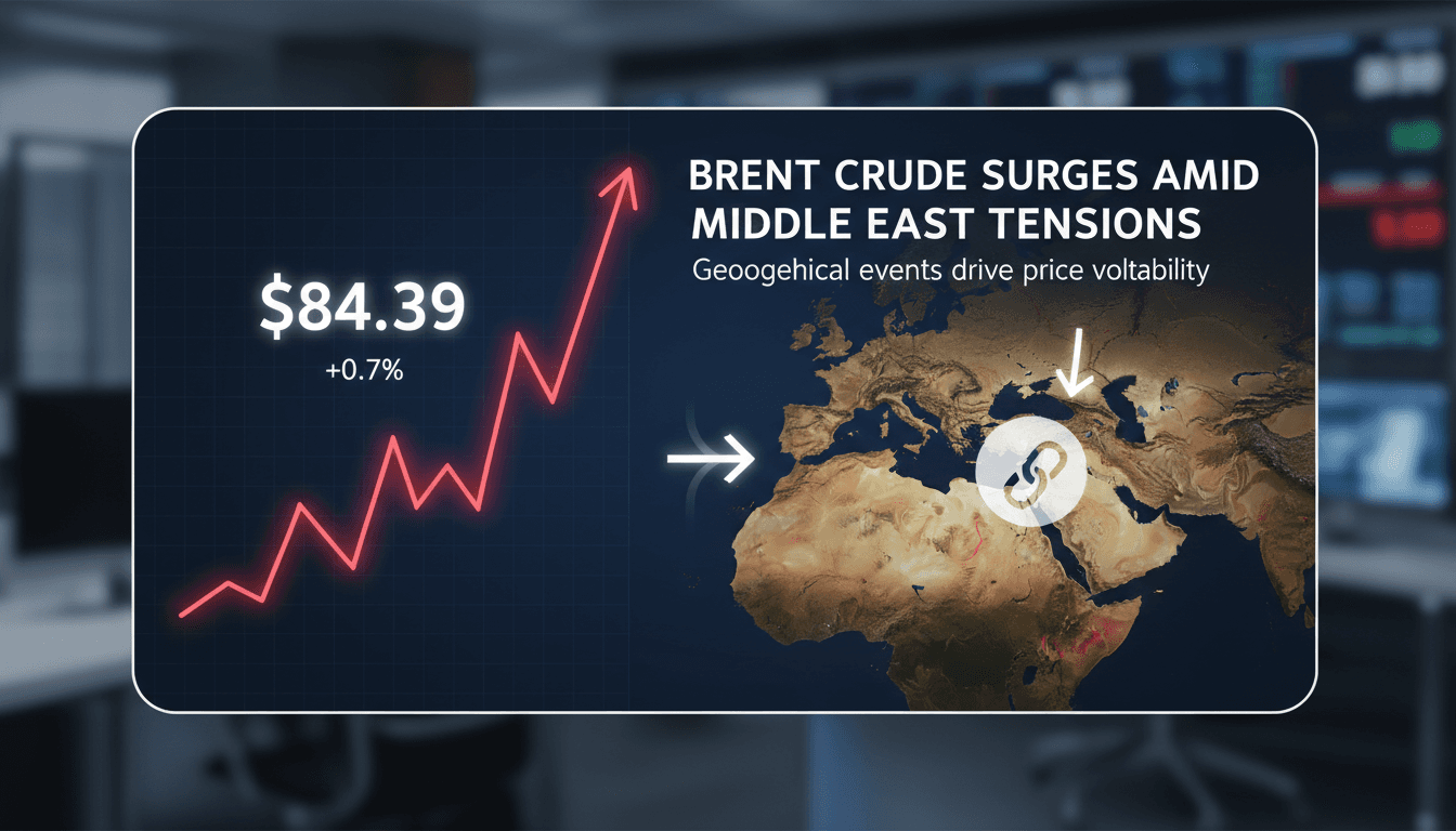 Graph showing the rise in Brent crude oil prices amid geopolitical tensions.