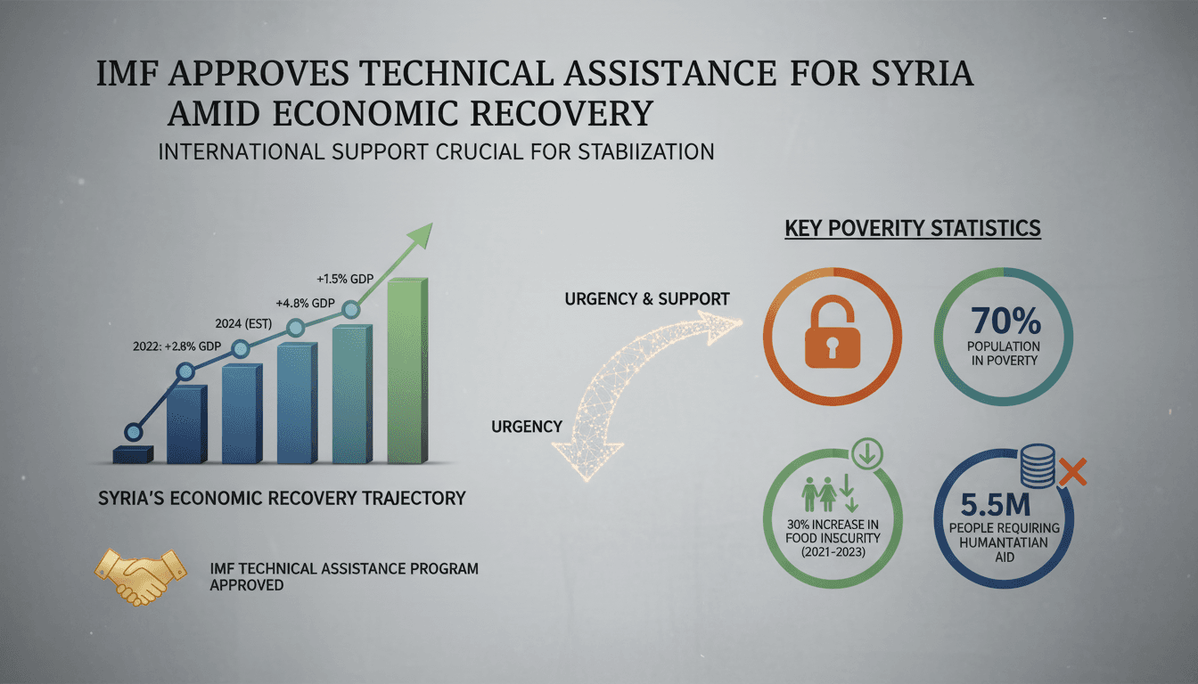 Infographic showing Syria's economic recovery and poverty statistics