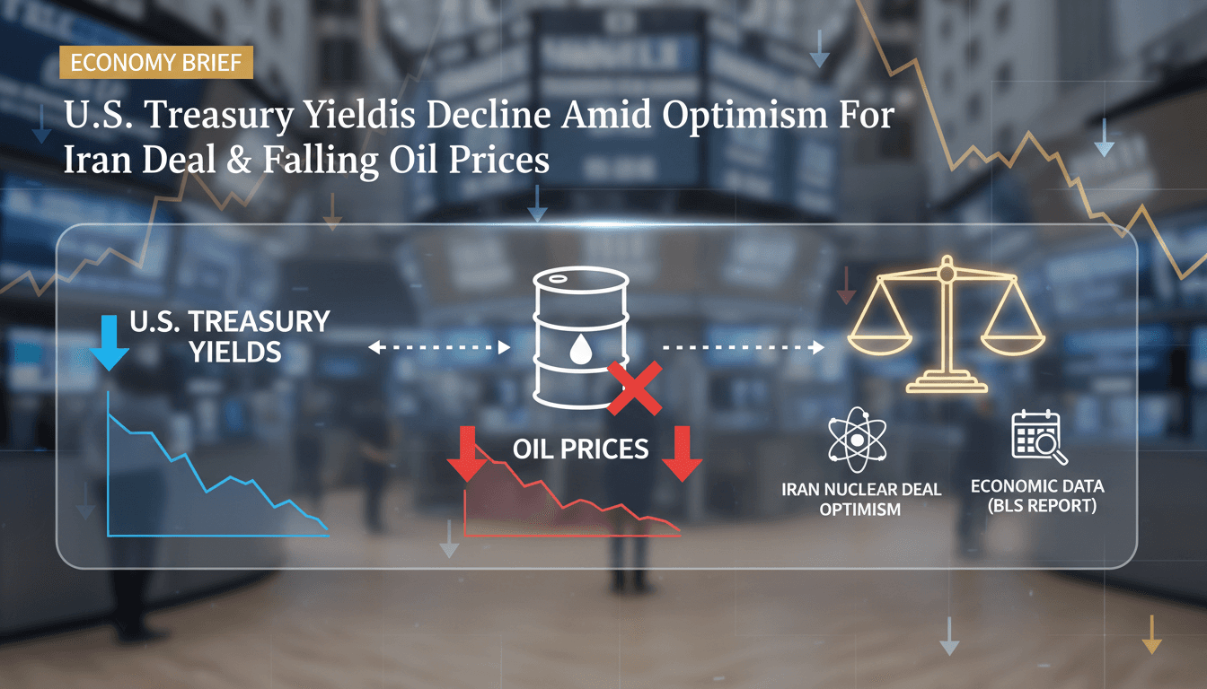 Graph showing the decline in U.S. Treasury yields alongside oil prices and economic indicators.