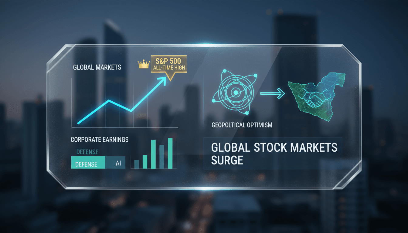 Stock market graph showing S&P 500 reaching an all-time high