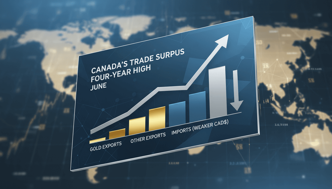 Graph showing Canada's trade surplus growth and export trends