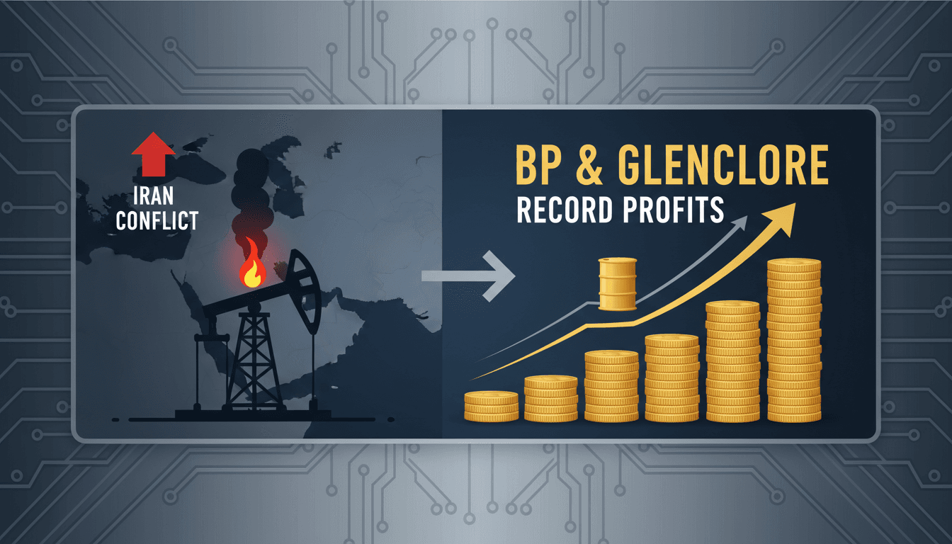 BP and Glencore logos with a backdrop of rising oil prices