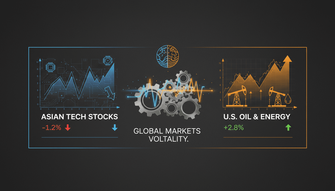 Analysis of stock market performance influenced by technology and oil developments.