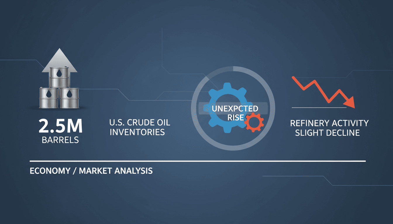 Graph showing the rise in U.S. crude oil inventories and refinery activity trends.