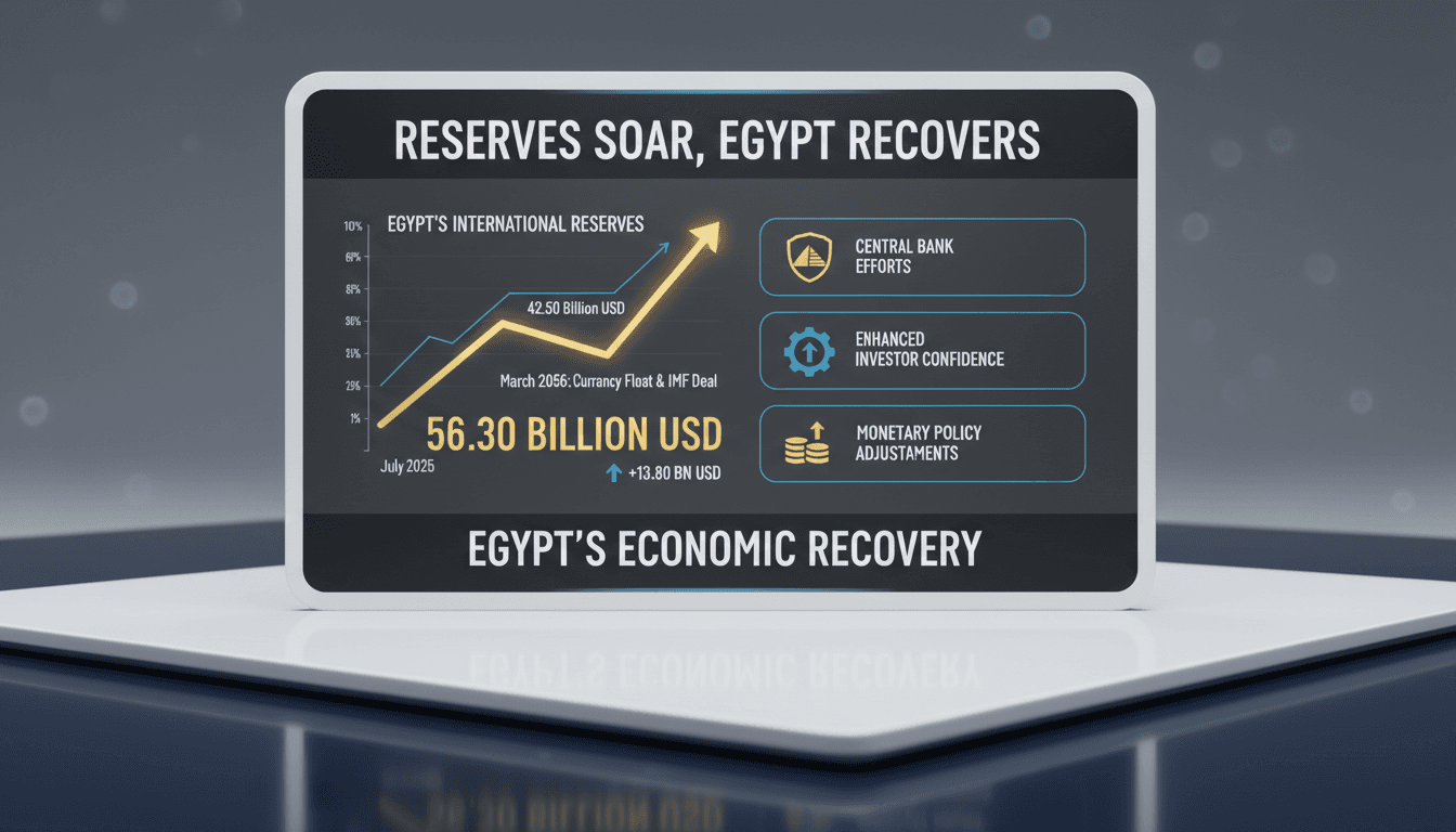 Graph showing the increase in Egypt's international reserves over time.