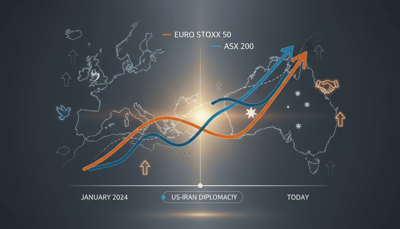 Graph showing record highs in European and Australian stock markets