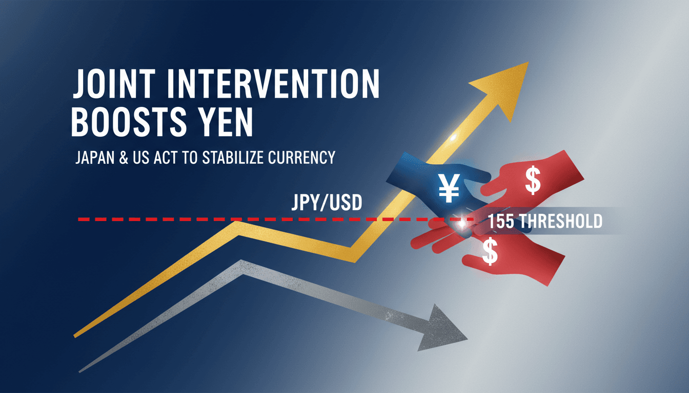 Japan and US flags with currency symbols representing the yen and dollar.