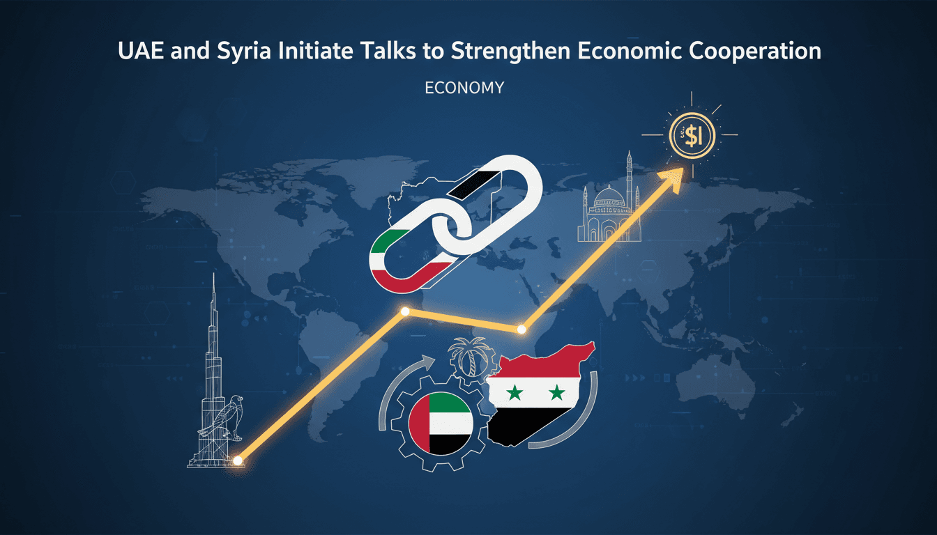 UAE and Syria flags symbolizing economic partnership discussions