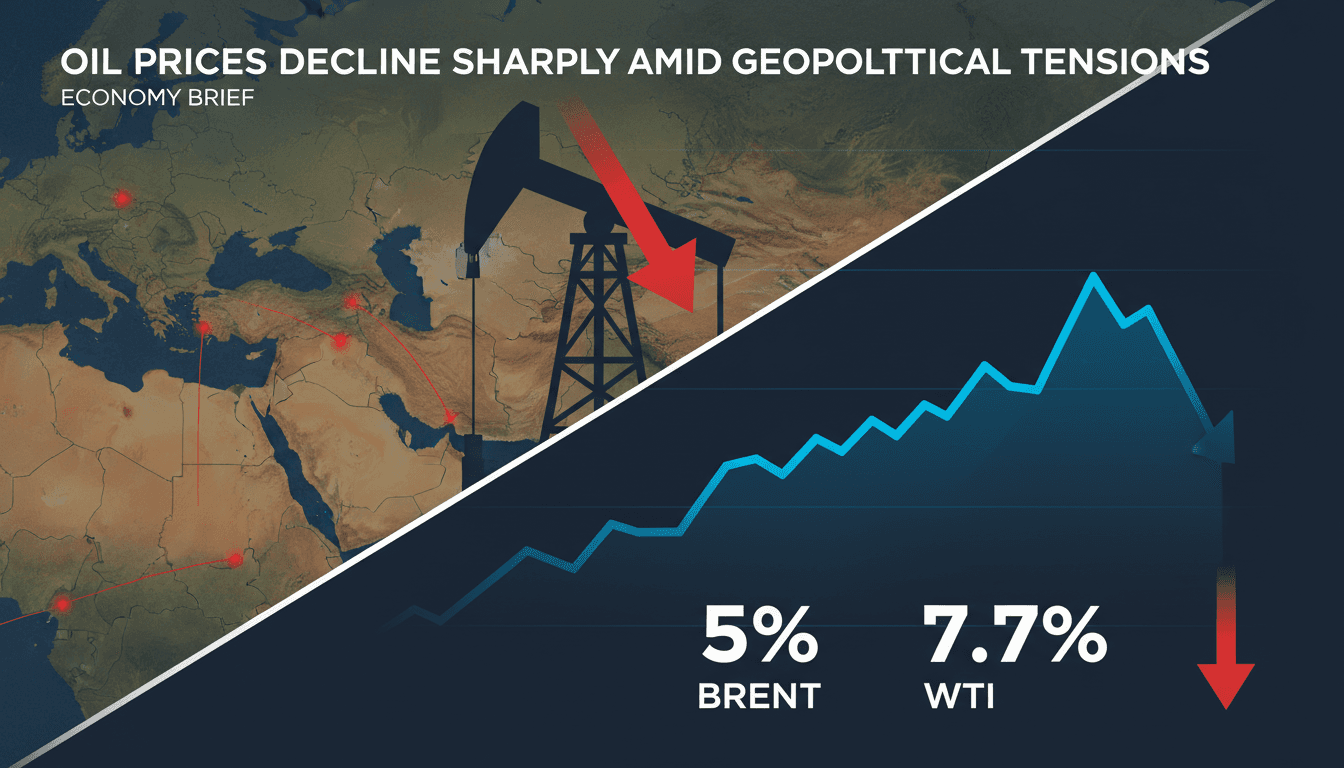 Graph showing the decline in oil prices amid geopolitical tensions.