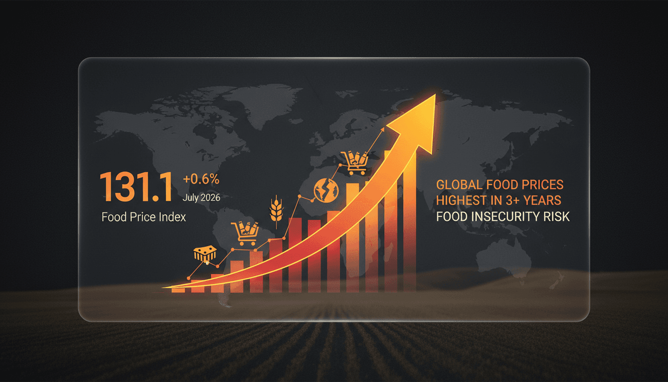 Graph showing the rise in global food prices and its impact on food security.