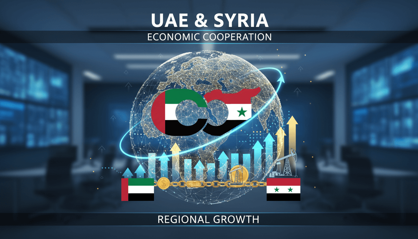 UAE and Syria flags symbolizing economic cooperation discussions