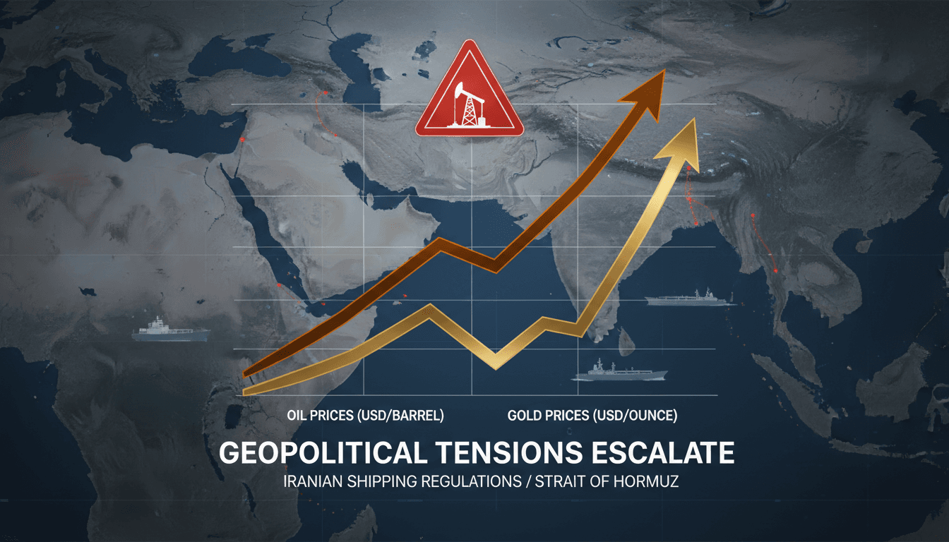 Oil prices rise due to geopolitical tensions in the Strait of Hormuz.