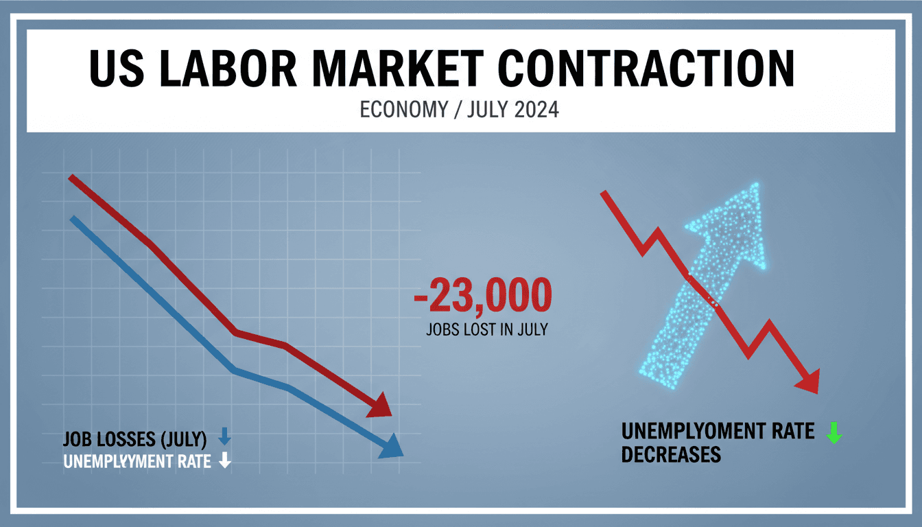 Graph showing job losses and unemployment rate trends in July 2026