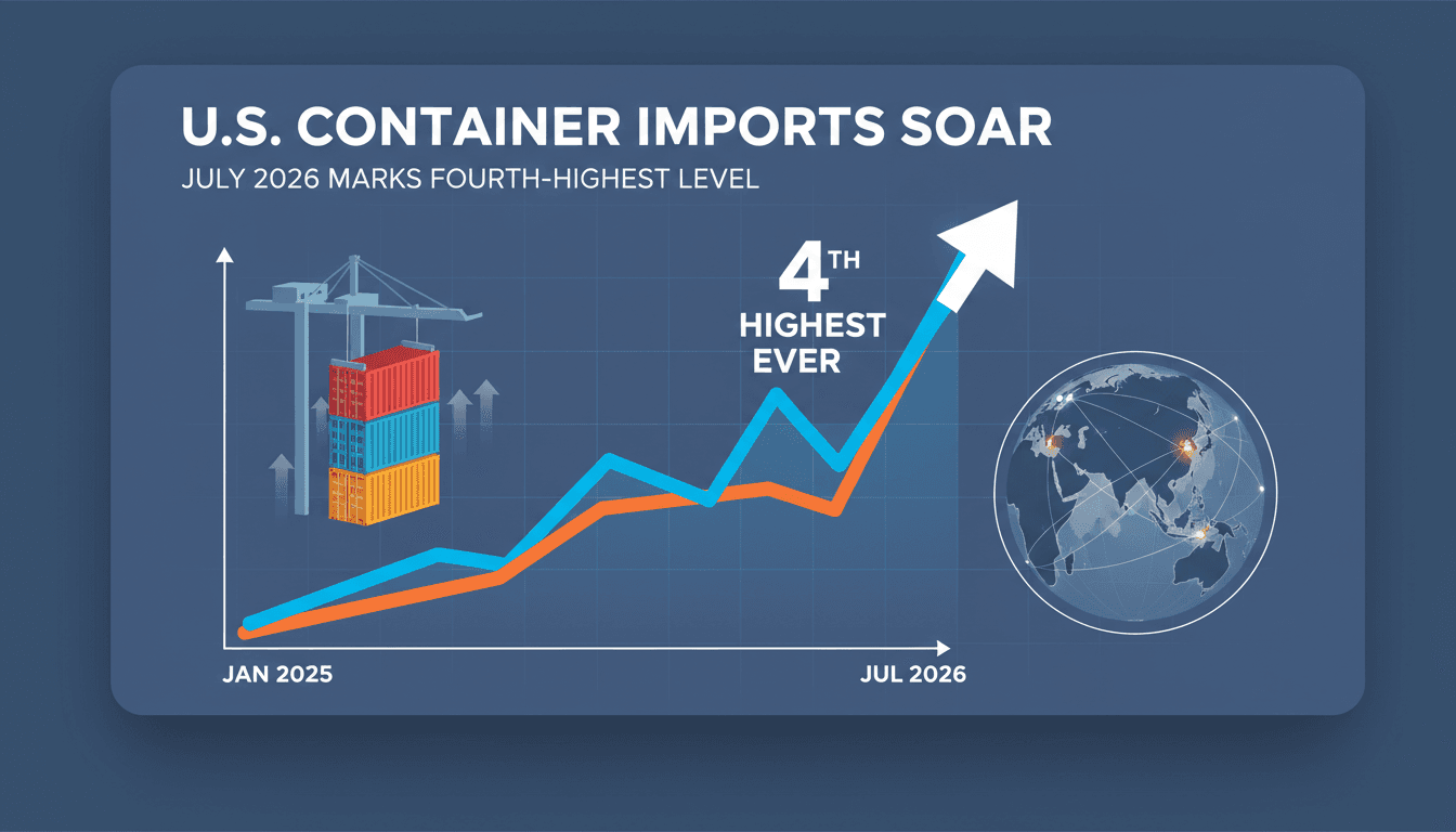 Graph showing the surge in U.S. container imports in July 2026