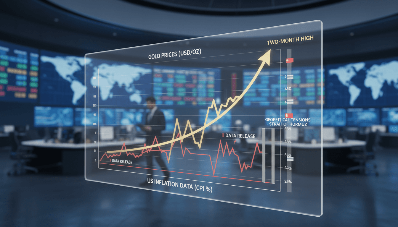 Gold bars with fluctuating price graphs in the background.