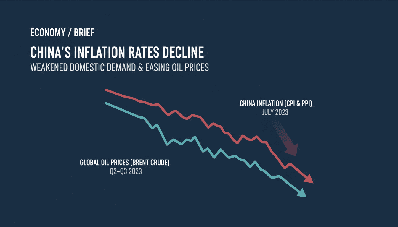 Graph showing the decline in China's inflation rates and oil prices.