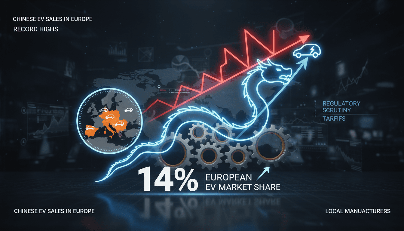 Graph showing the rise of Chinese electric vehicle sales in Europe