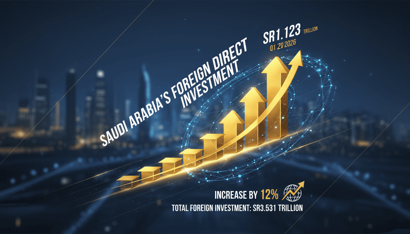 Graph showing the increase in Saudi Arabia's foreign direct investment in Q1 2026.