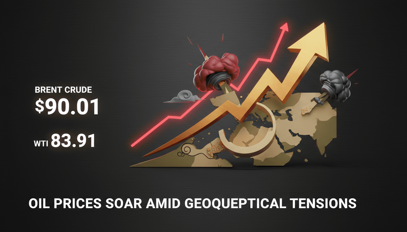 Graph showing the rise in oil prices amid geopolitical tensions in the Middle East.