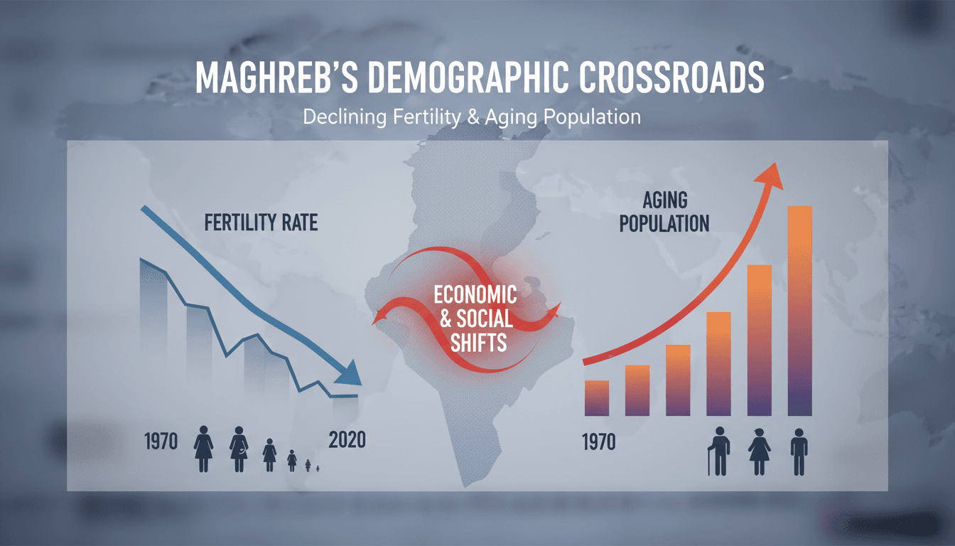 Graph showing declining fertility rates in the Maghreb region.