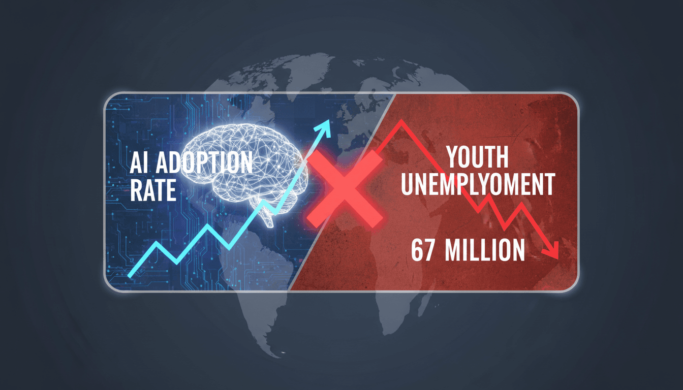 Graph showing the rise of youth unemployment linked to AI technologies.