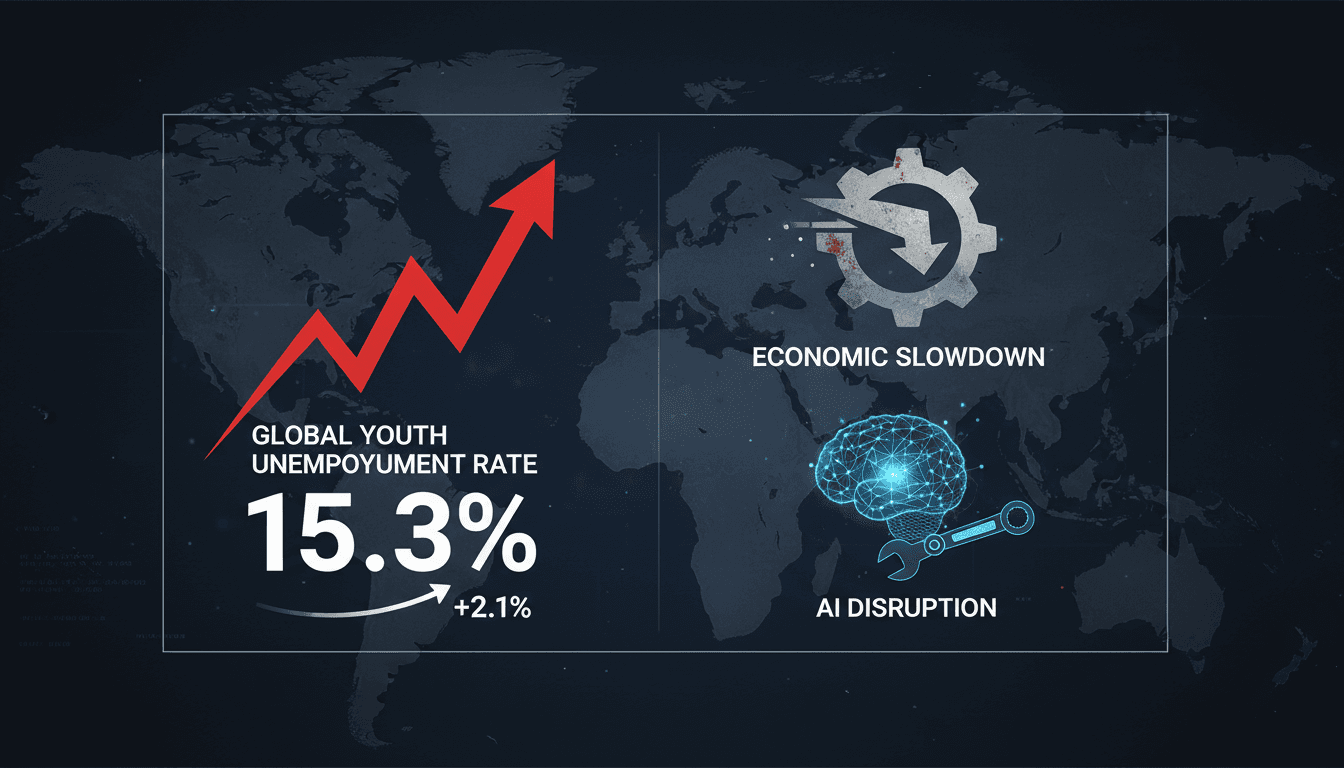 Graph showing the rise in global youth unemployment rates.