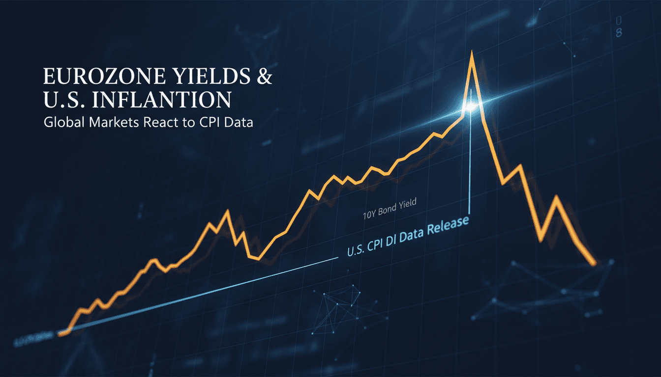 Graph showing Eurozone bond yield fluctuations in response to U.S. inflation data