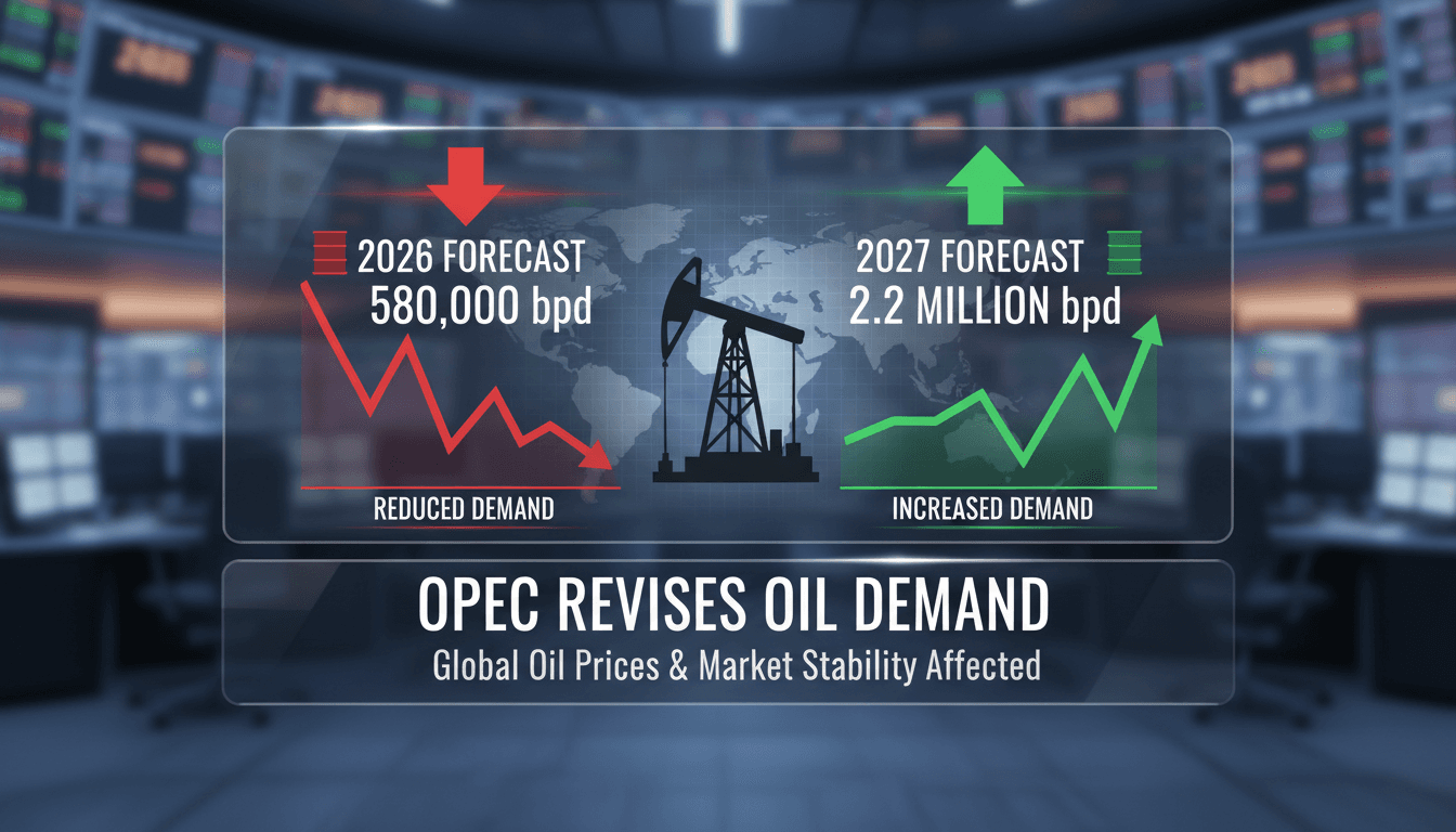 OPEC logo with oil barrels and a global map background